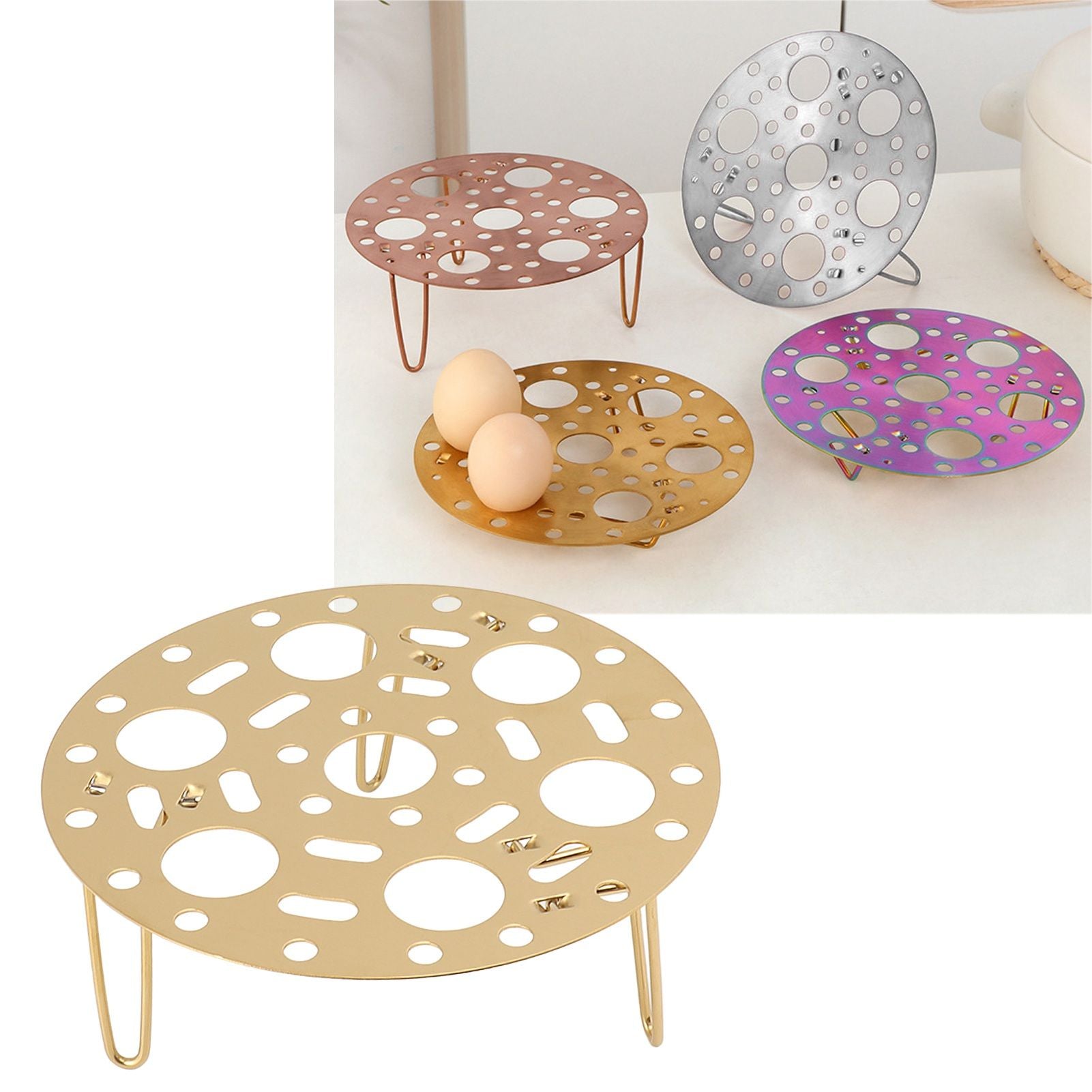 Steaming Rack Stainless Foldable Multi Function Steel Steaming Tray Dumplings Egg Steaming Tool for Home V1294-YM0521-3118230046612