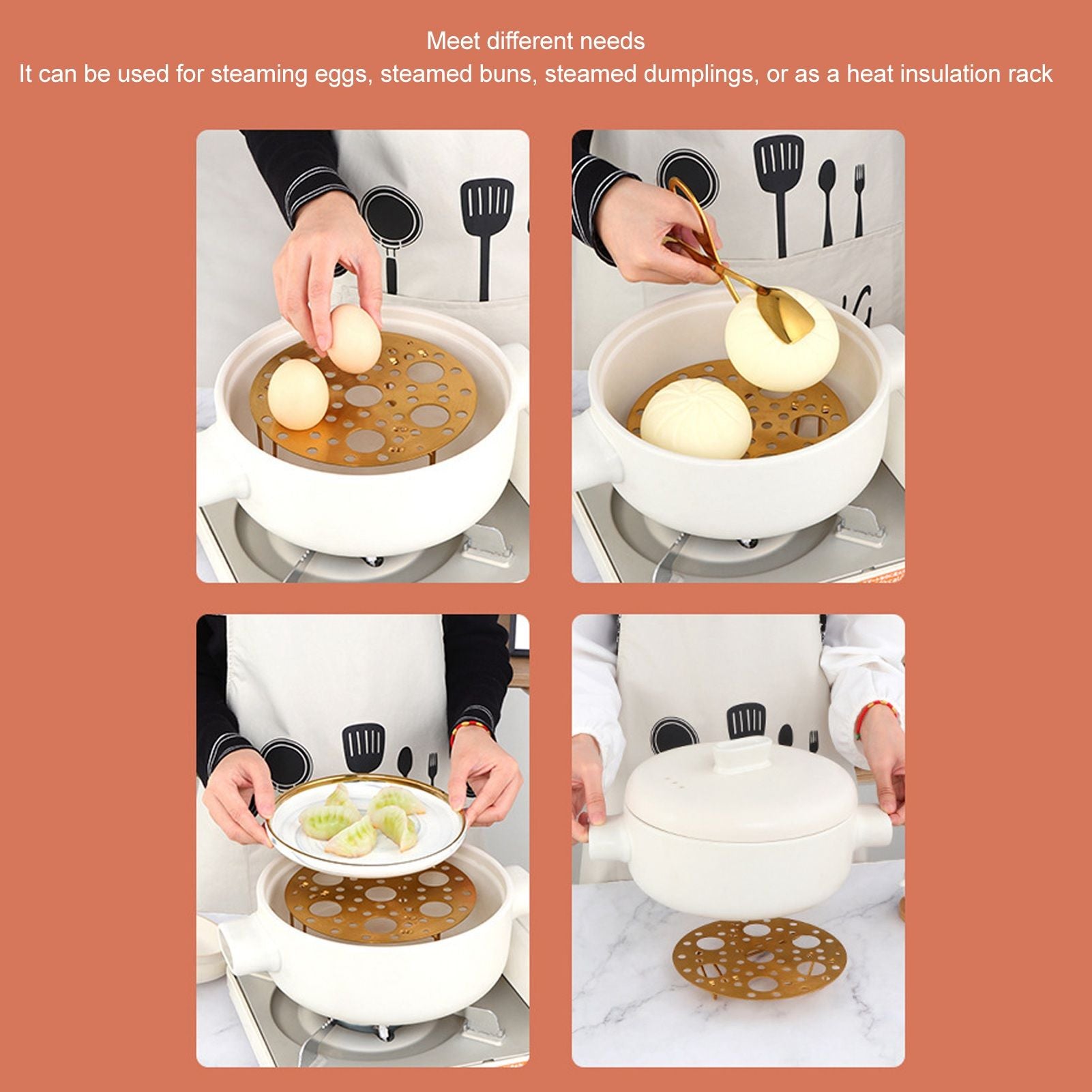 Steaming Rack Stainless Foldable Multi Function Steel Steaming Tray Dumplings Egg Steaming Tool for Home V1294-YM0521-3118230046612