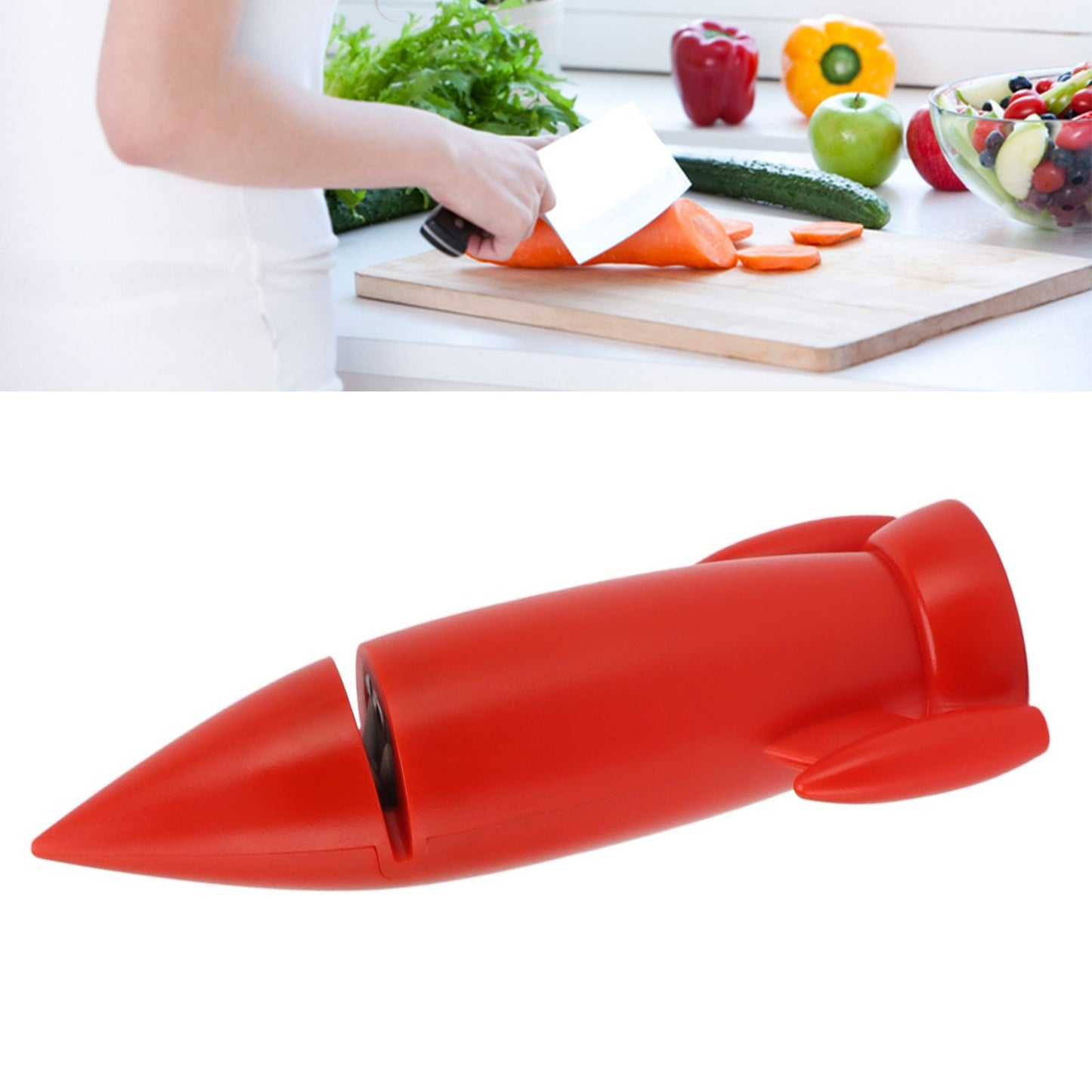 Knife Sharpener Creative Ceramic Handheld Manual Knife Sharpener for Kitchen Knives Scissor Red V1294-YM0521-3118230047111