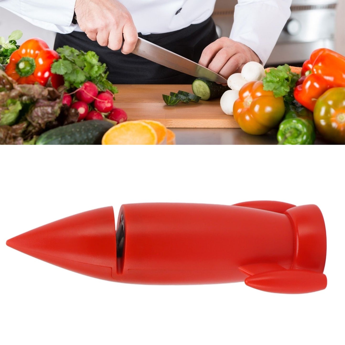 Knife Sharpener Creative Ceramic Handheld Manual Knife Sharpener for Kitchen Knives Scissor Red V1294-YM0521-3118230047111
