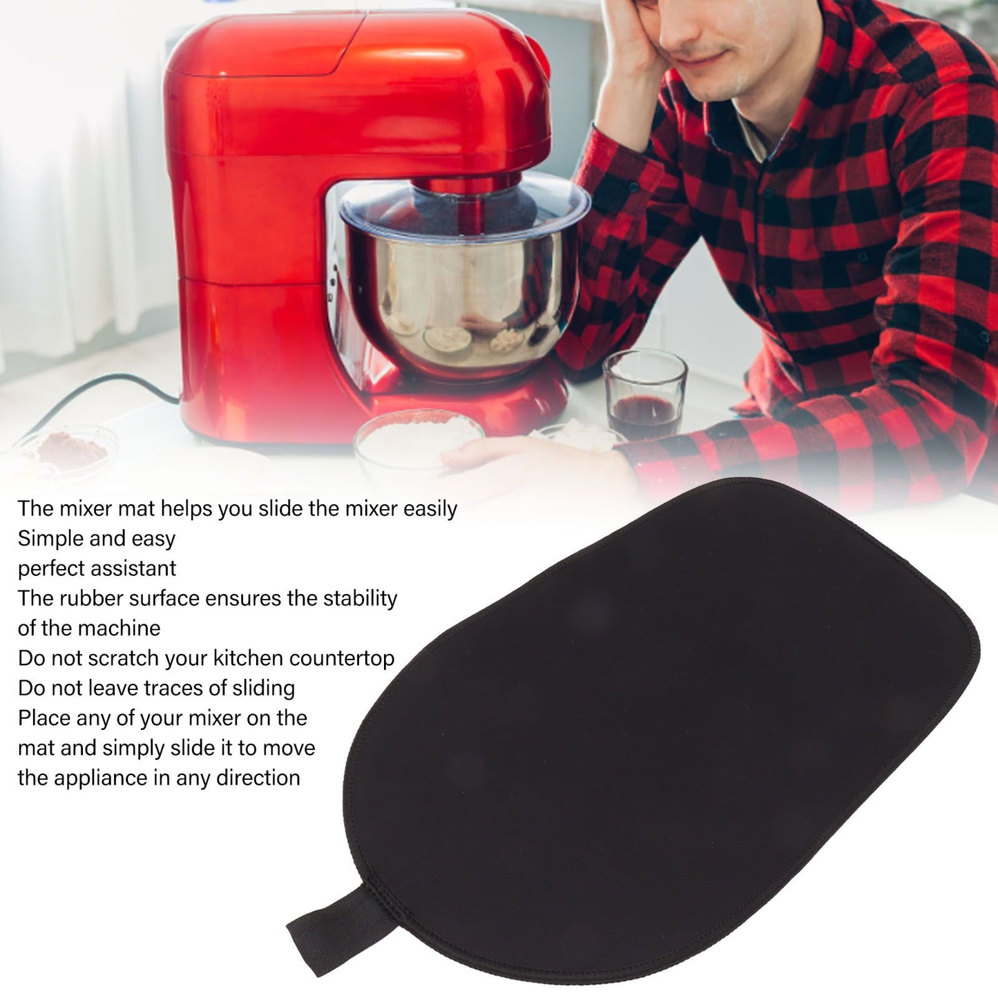 Stand Mixer Rubber Kitchen Mixer Slide Pad Mixer Slider Mat Accessory With 2 Wire Clip S V1294-YM0521-3118230049811