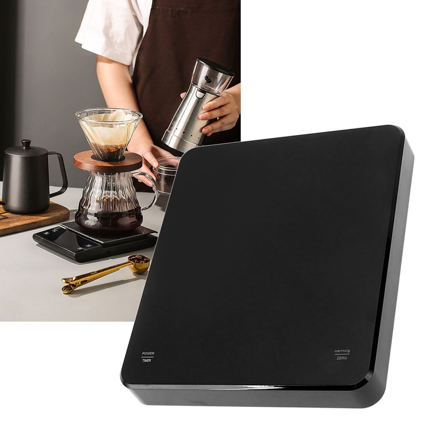 Digital Coffee Scale Beautiful Automatic Zeroing High Accuracy Electronic Coffee Scale with Timer for Home V1294-YM0521-3118230053411
