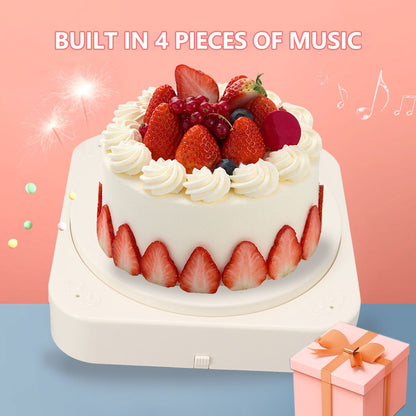 Rotating Dessert Display Table 8 Inch Automatic Rotating Cupcake Stand Machine for Wedding Birthday with Music V1294-YM0521-3118230054211