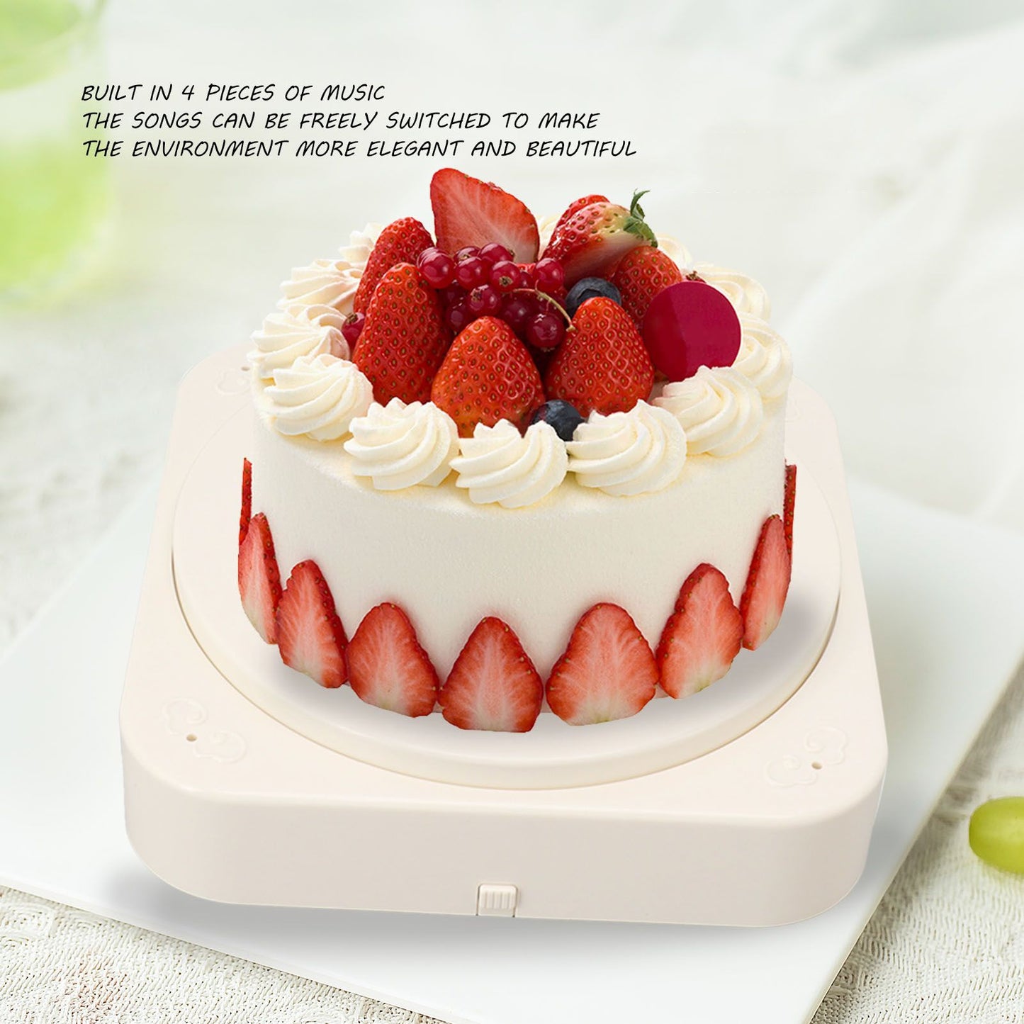 Rotating Dessert Display Table 8 Inch Automatic Rotating Cupcake Stand Machine for Wedding Birthday with Music V1294-YM0521-3118230054211