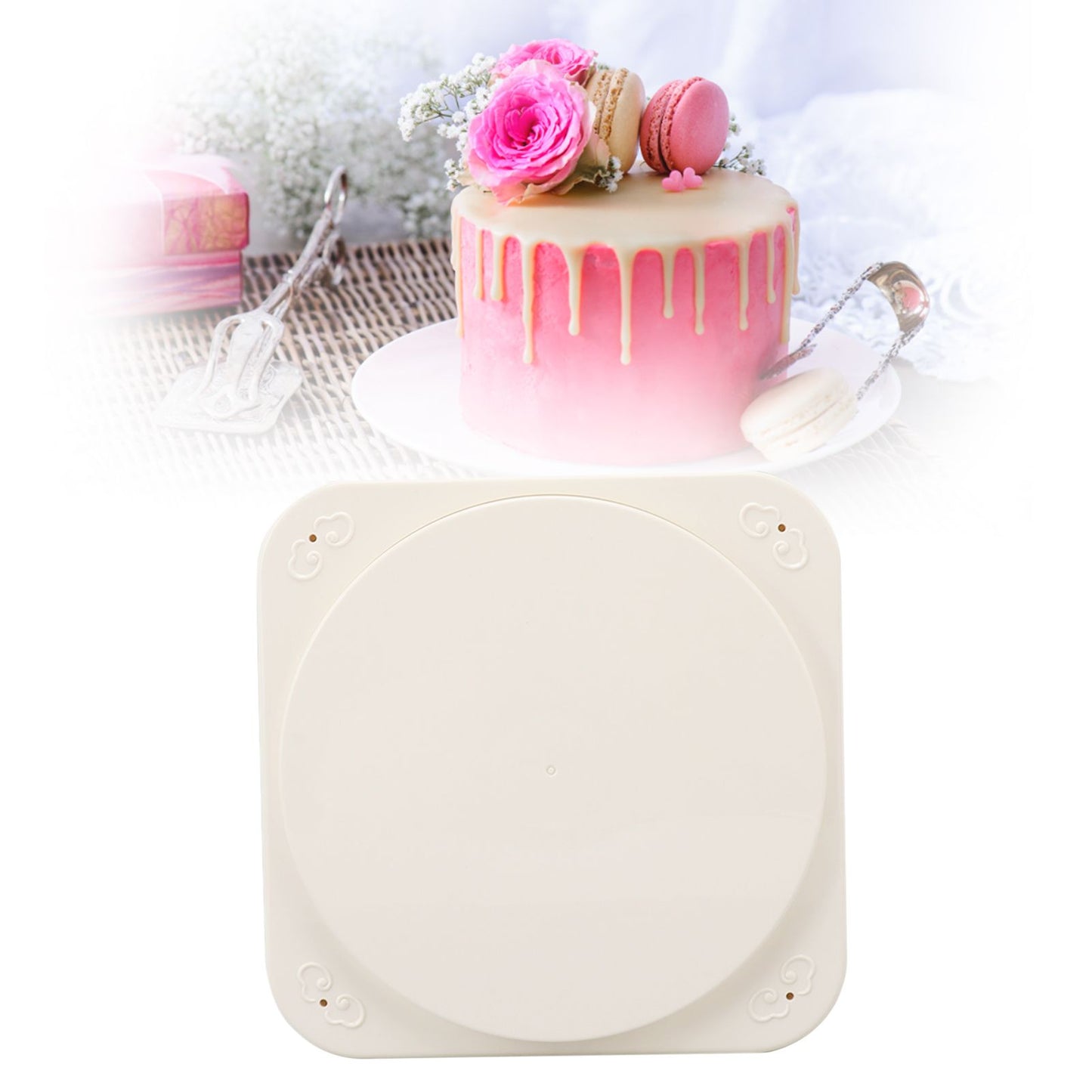 Rotating Dessert Display Table 8 Inch Automatic Rotating Cupcake Stand Machine for Wedding Birthday with Music V1294-YM0521-3118230054211