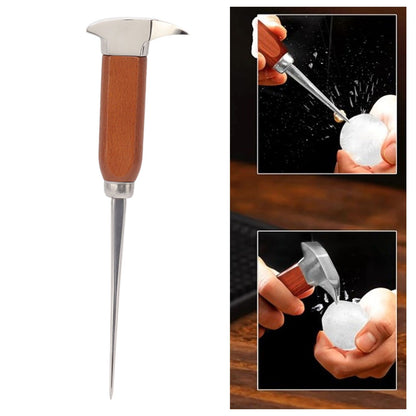 Ice Pick with Wood Handle Stainless Steel Ice Chipper Ice Crusher Tool for Bars Bartender V1294-YM0521-3118230054311