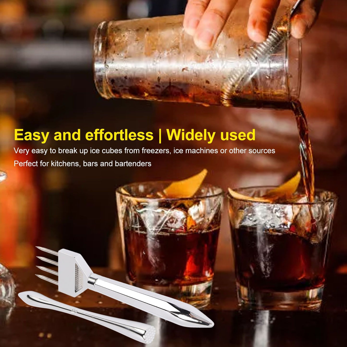 Ice Chipper Professional Manual Full Metal Food Grade Ice Crusher Stick for Kitchen Bar Restaurant Type A V1294-YM0521-3118230054611