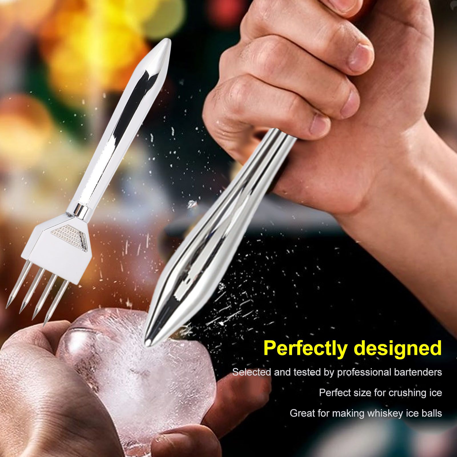 Ice Chipper Professional Manual Full Metal Food Grade Ice Crusher Stick for Kitchen Bar Restaurant Type A V1294-YM0521-3118230054611