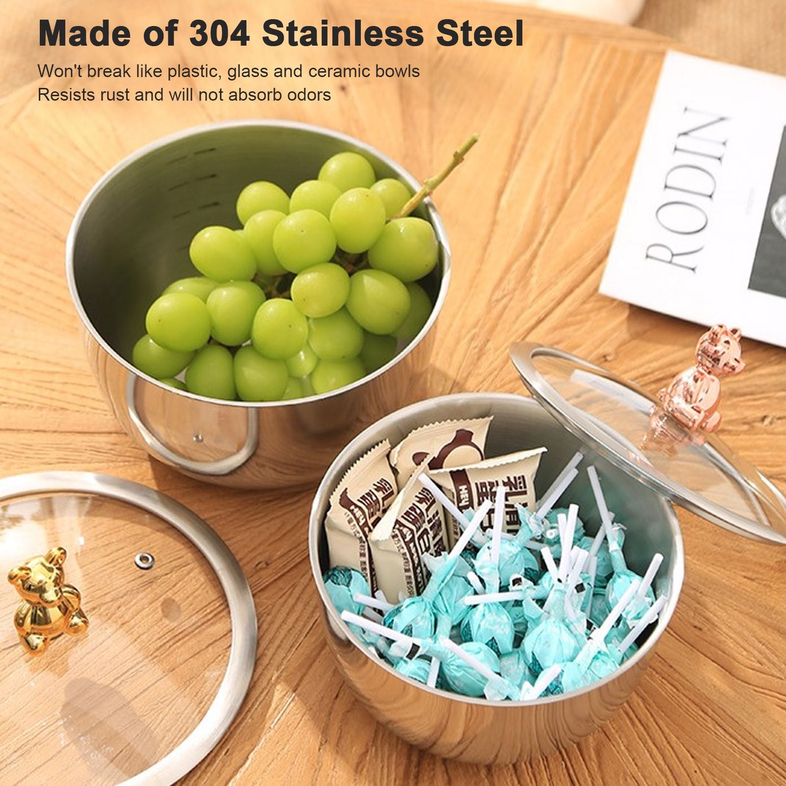 Mixing Bowl Refrigerator Dishwasher Safe Thick 304 Stainless Steel Serving Bowl with Scale for Salad Fruit V1294-YM0521-3118230056911