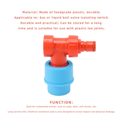 Beer Tee Adapter Plastic Chemical Resistance 3 Way Carbonation Cap for Carbonated Drinks Soft Drinks V1294-YM0521-3118230058511