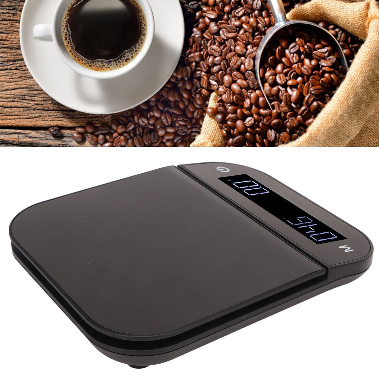 Electric Kitchen Food Scale English Version Peeling PC Function Waterproof Timing Flat Coffee Weighing Scale V1294-YM0521-3118230058611