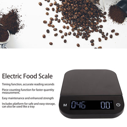 Electric Kitchen Food Scale English Version Peeling PC Function Waterproof Timing Flat Coffee Weighing Scale V1294-YM0521-3118230058611