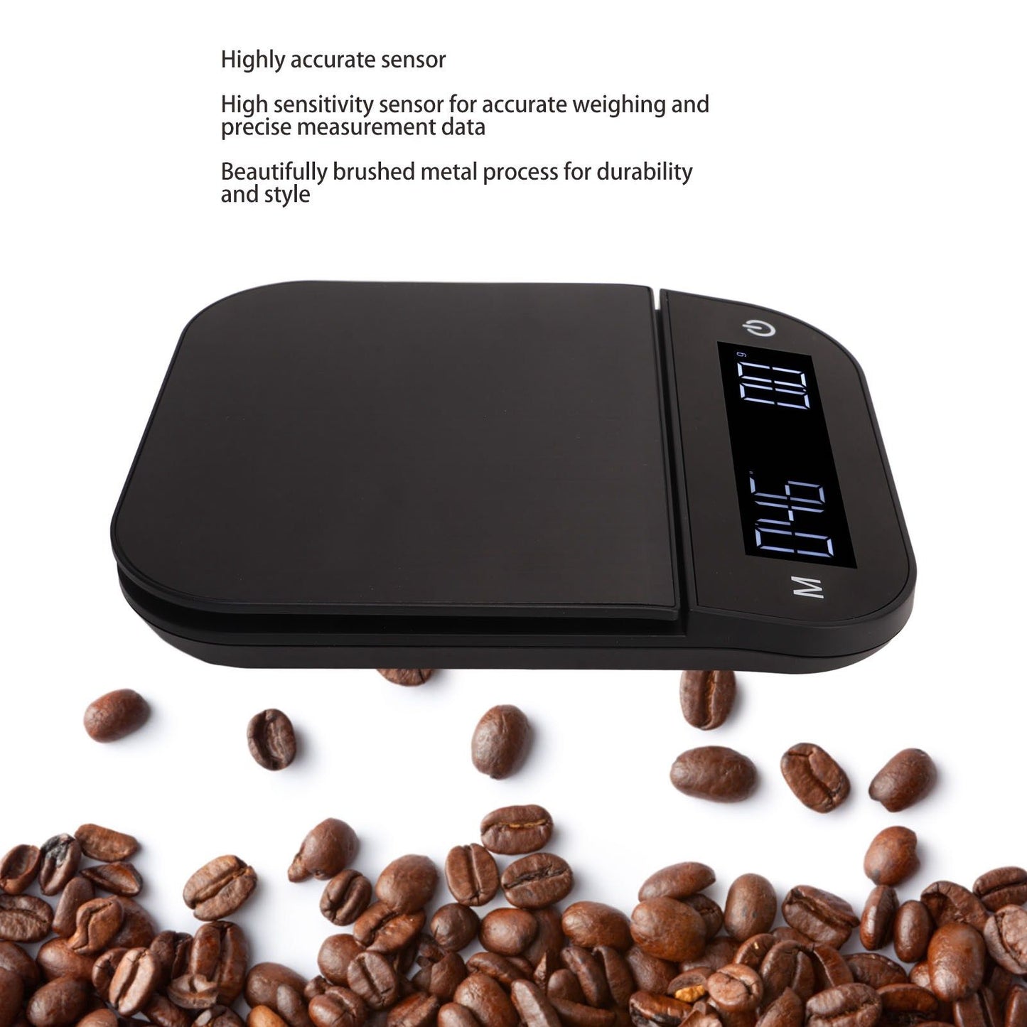 Electric Kitchen Food Scale English Version Peeling PC Function Waterproof Timing Flat Coffee Weighing Scale V1294-YM0521-3118230058611