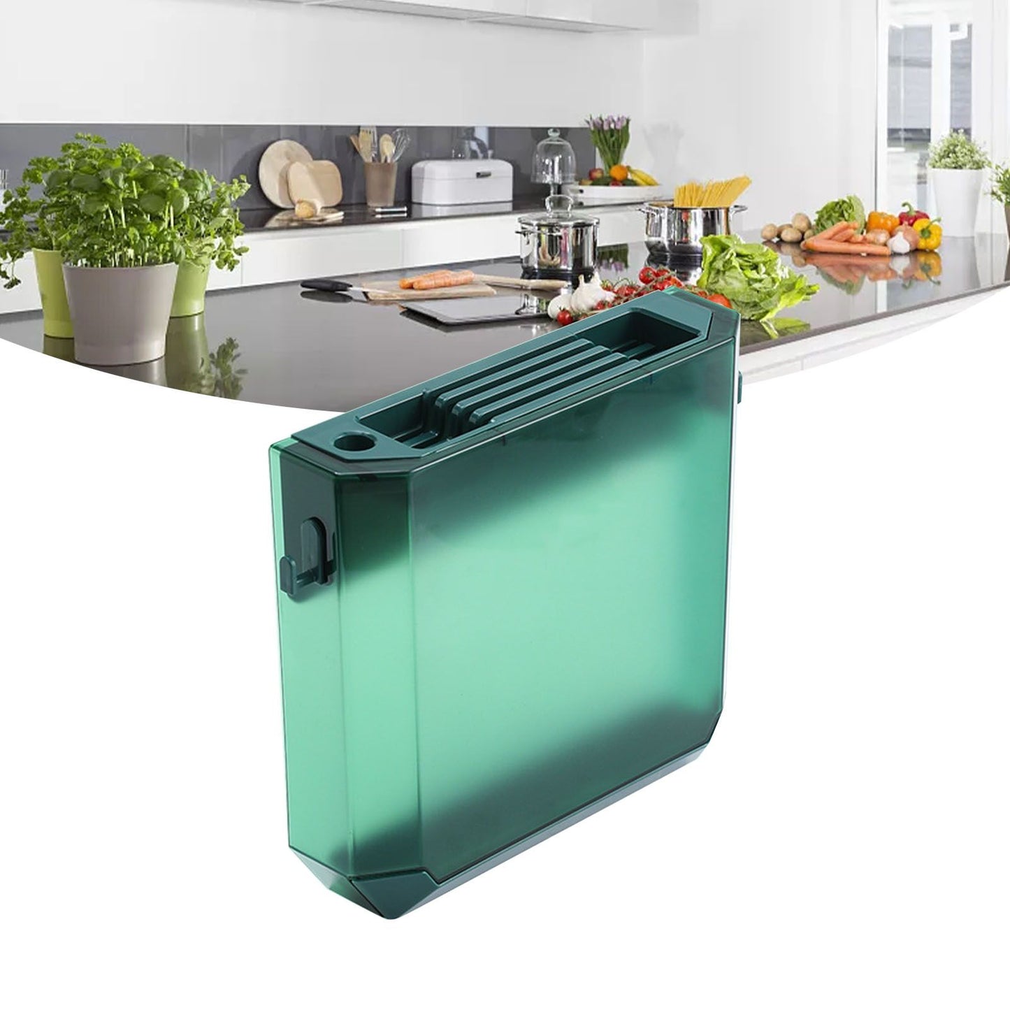 Kitchen Knife Holder Transparent PET Wall Mounted Storage Block Tools Hanging Rack Holder Shelf Green V1294-YM0521-3118230062112