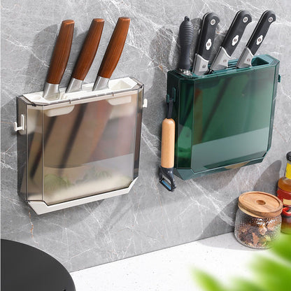 Kitchen Knife Holder Transparent PET Wall Mounted Storage Block Tools Hanging Rack Holder Shelf Green V1294-YM0521-3118230062112