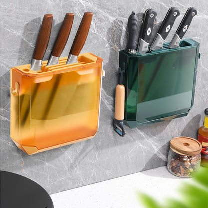 Kitchen Knife Holder Transparent PET Wall Mounted Storage Block Tools Hanging Rack Holder Shelf Green V1294-YM0521-3118230062112