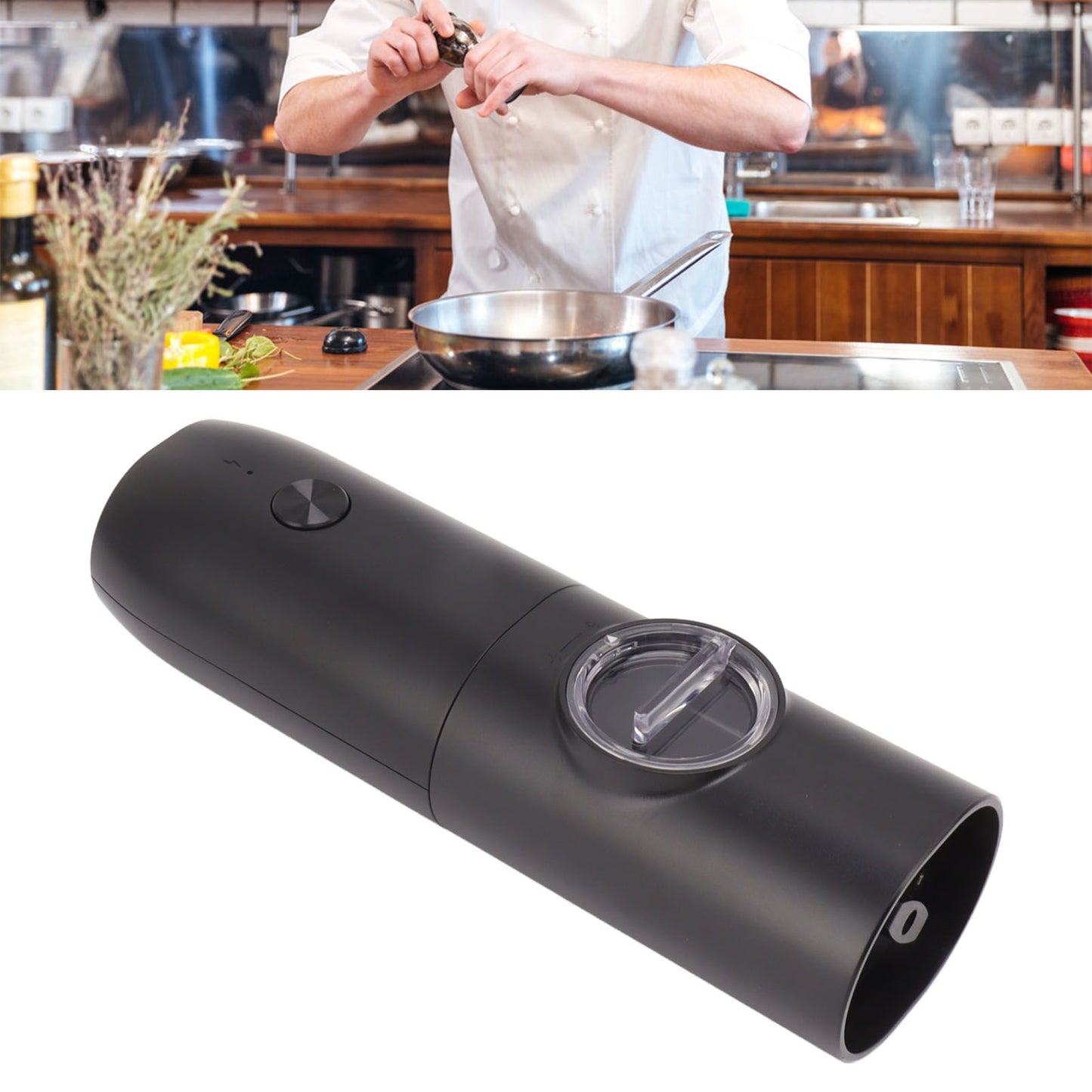Electric Pepper Grinder Adjustable Coarseness USB Rechargeable Automatic Salt Mill with LED Light for Herb V1294-YM0521-3118230066311