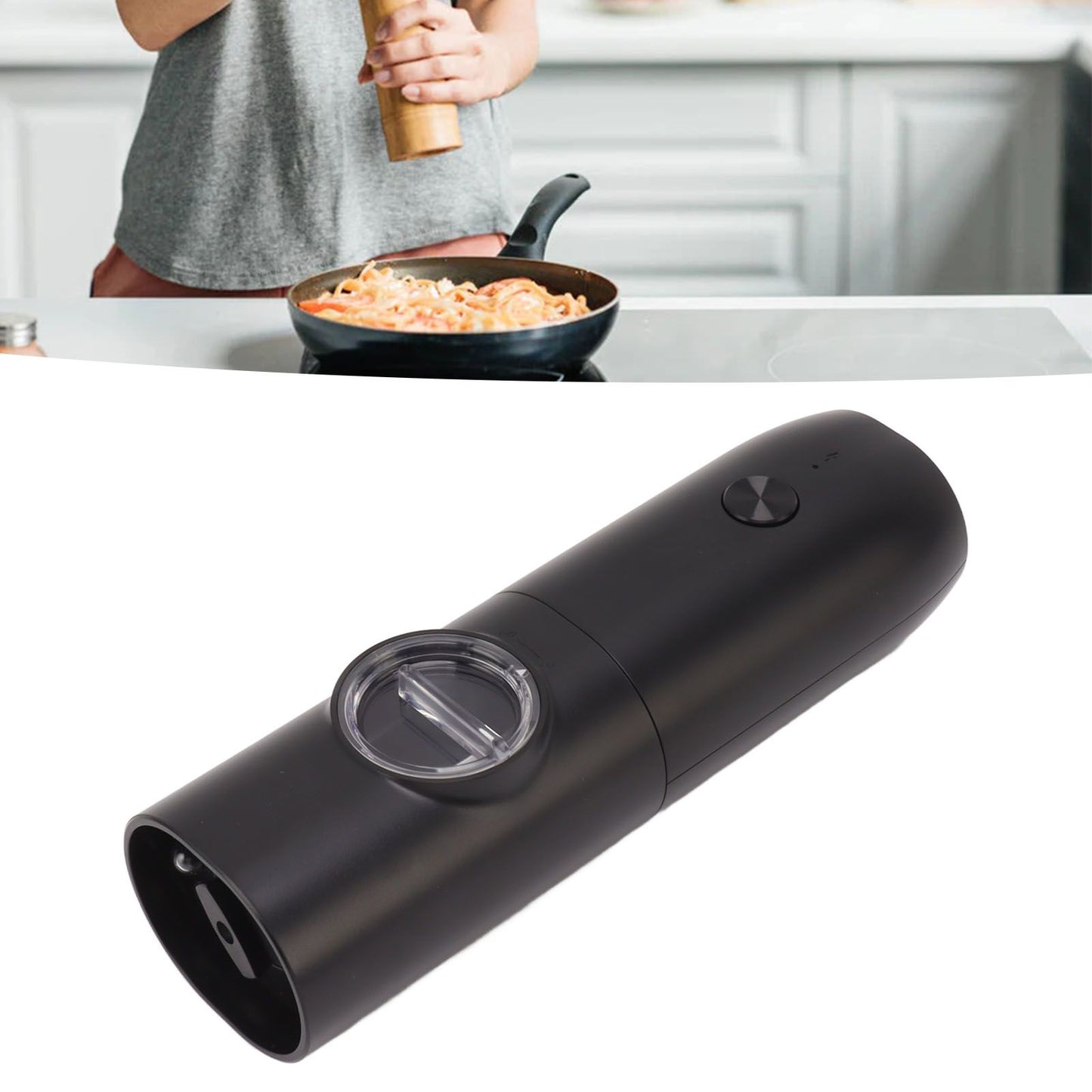 Electric Pepper Grinder Adjustable Coarseness USB Rechargeable Automatic Salt Mill with LED Light for Herb V1294-YM0521-3118230066311