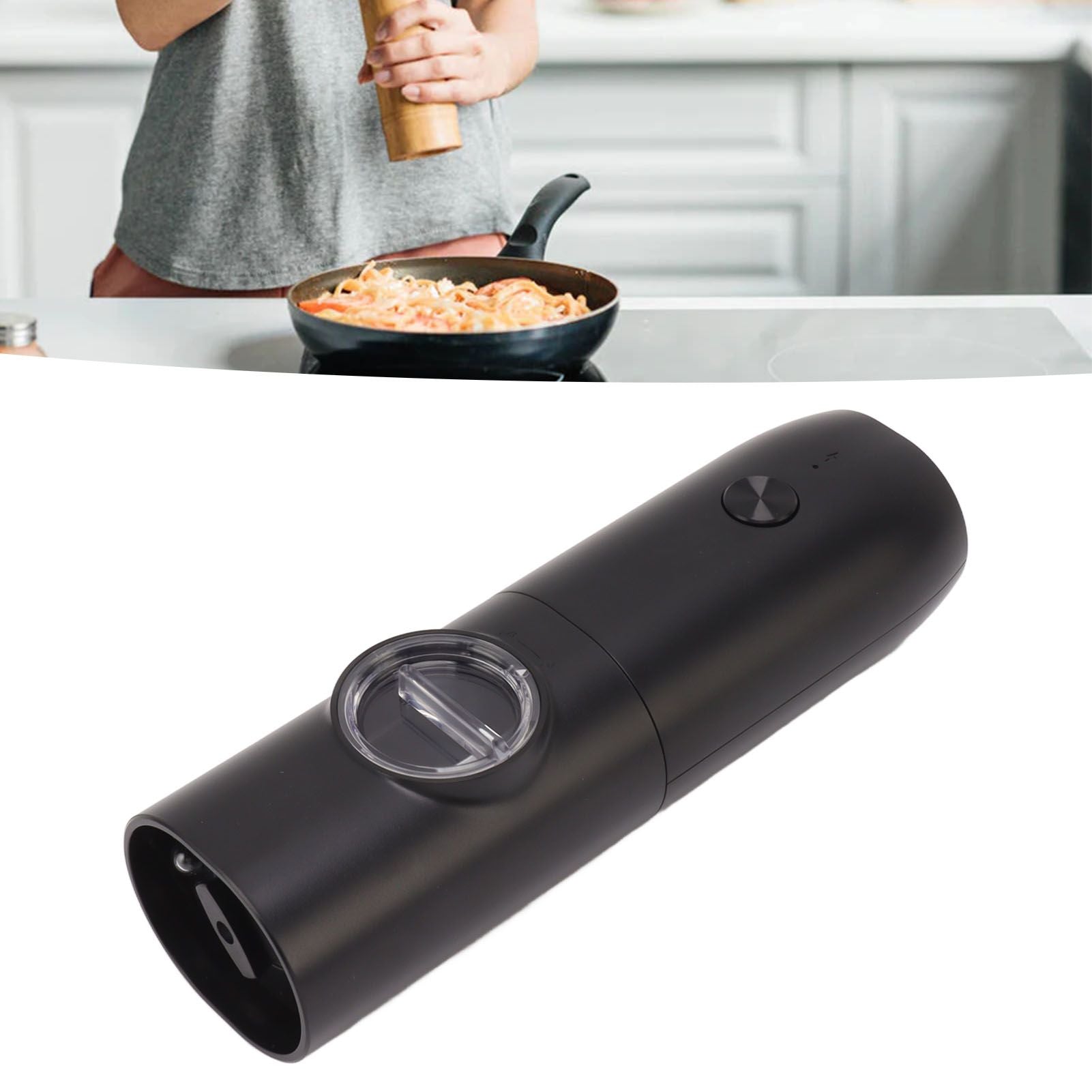 Electric Pepper Grinder Adjustable Coarseness USB Rechargeable Automatic Salt Mill with LED Light for Herb V1294-YM0521-3118230066311