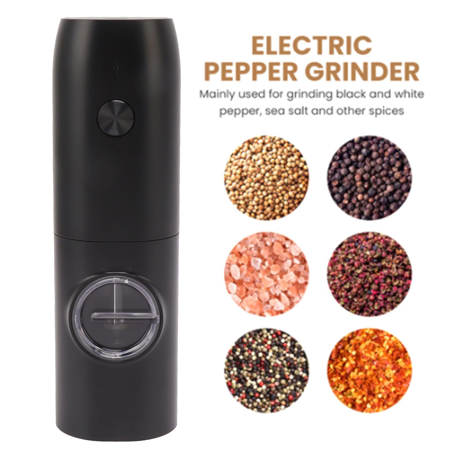 Electric Pepper Grinder Adjustable Coarseness USB Rechargeable Automatic Salt Mill with LED Light for Herb V1294-YM0521-3118230066311