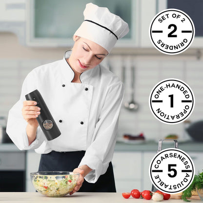 Electric Pepper Grinder Adjustable Coarseness USB Rechargeable Automatic Salt Mill with LED Light for Herb V1294-YM0521-3118230066311