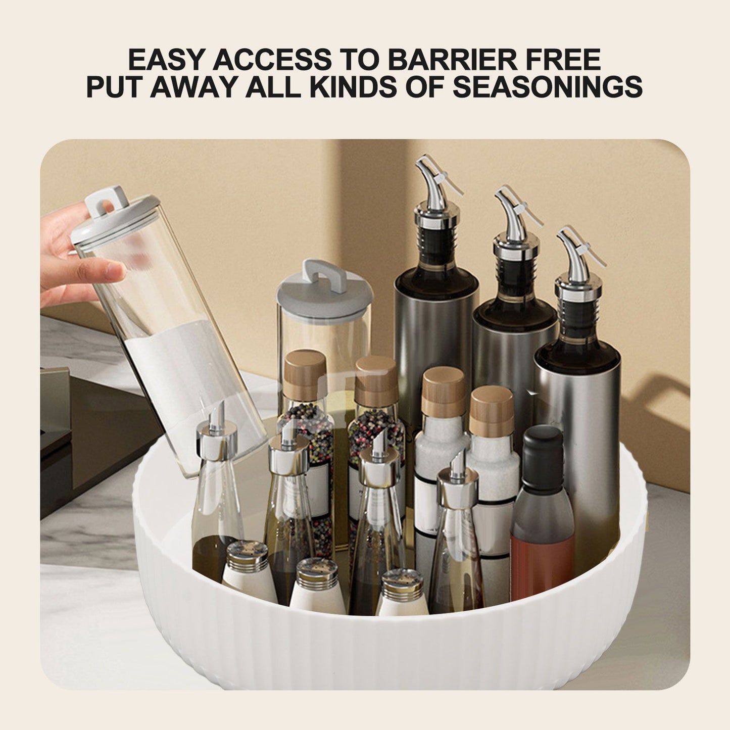 360 Degree Rotating Storage Rack Organizer Round Cosmetic Spice Rack Turntable for Kitchen Cabinet Pantry V1294-YM0521-3118230073912