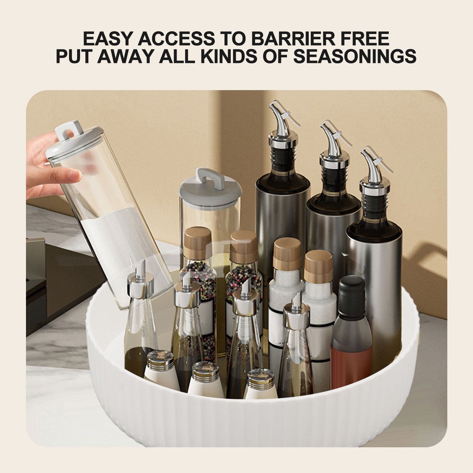 360 Degree Rotating Storage Rack Organizer Round Cosmetic Spice Rack Turntable for Kitchen Cabinet Pantry V1294-YM0521-3118230073912