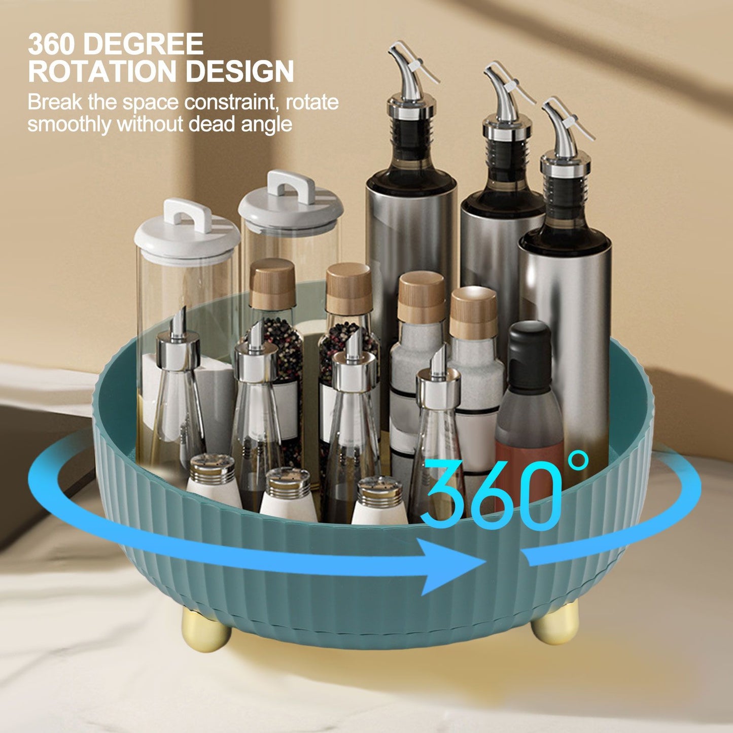 360 Degree Rotating Storage Rack Organizer Round Cosmetic Spice Rack Turntable for Kitchen Cabinet Pantry V1294-YM0521-3118230073914