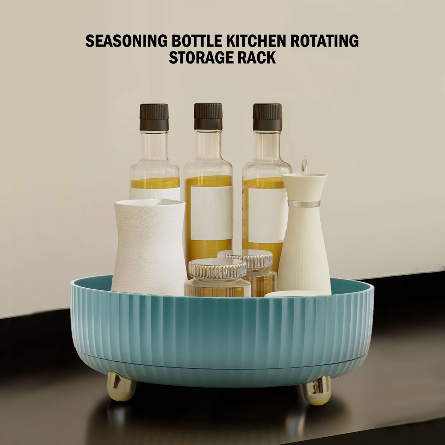 360 Degree Rotating Storage Rack Organizer Round Cosmetic Spice Rack Turntable for Kitchen Cabinet Pantry V1294-YM0521-3118230073914
