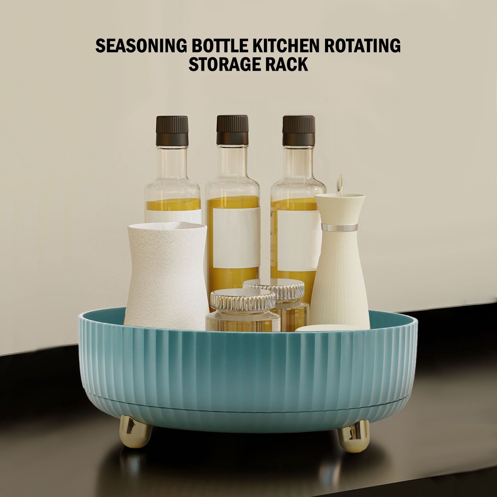 360 Degree Rotating Storage Rack Organizer Round Cosmetic Spice Rack Turntable for Kitchen Cabinet Pantry V1294-YM0521-3118230073914