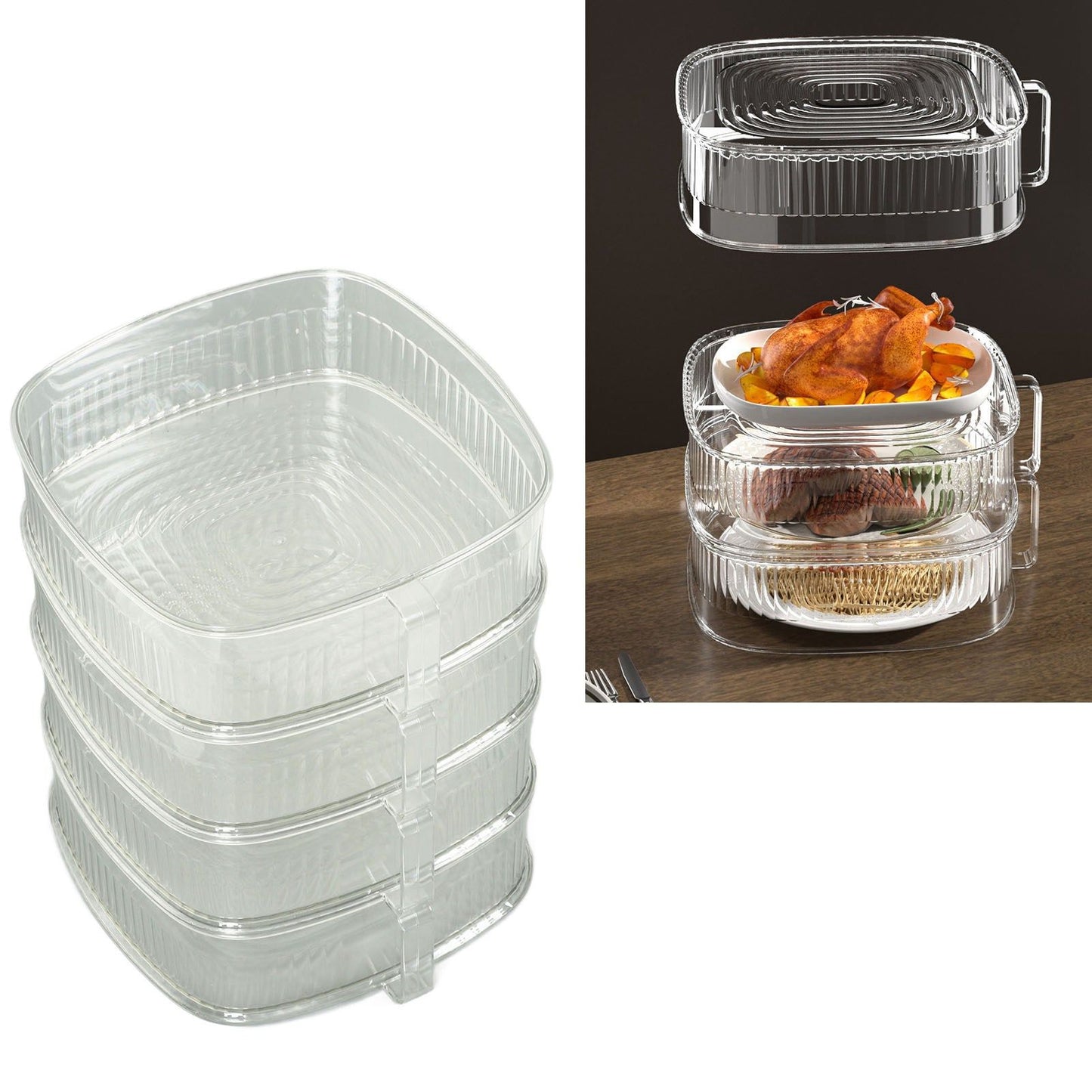 Transparent Dish Dust Cover Dustproof Multi Layer Dish Cover Multifunctional Food Cover 4 Layer V1294-YM0521-3118230076512