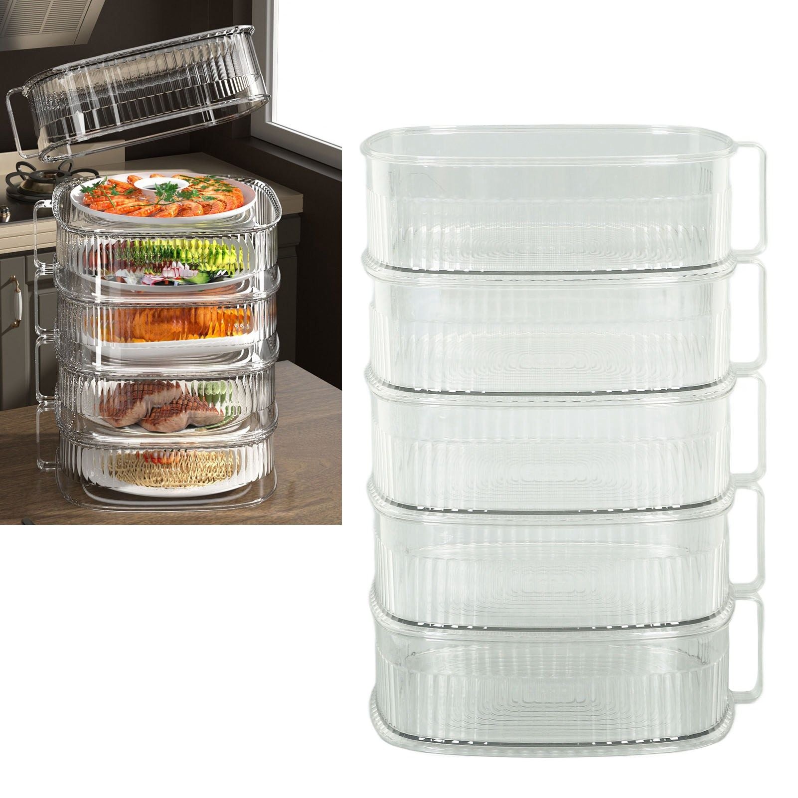 Transparent Dish Dust Cover Dustproof Multi Layer Dish Cover Multifunctional Food Cover 5 Layer V1294-YM0521-3118230076513