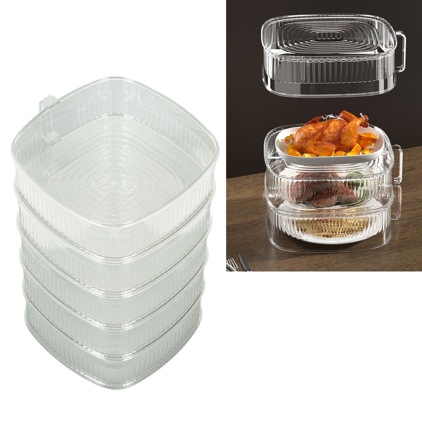 Transparent Dish Dust Cover Dustproof Multi Layer Dish Cover Multifunctional Food Cover 5 Layer V1294-YM0521-3118230076513