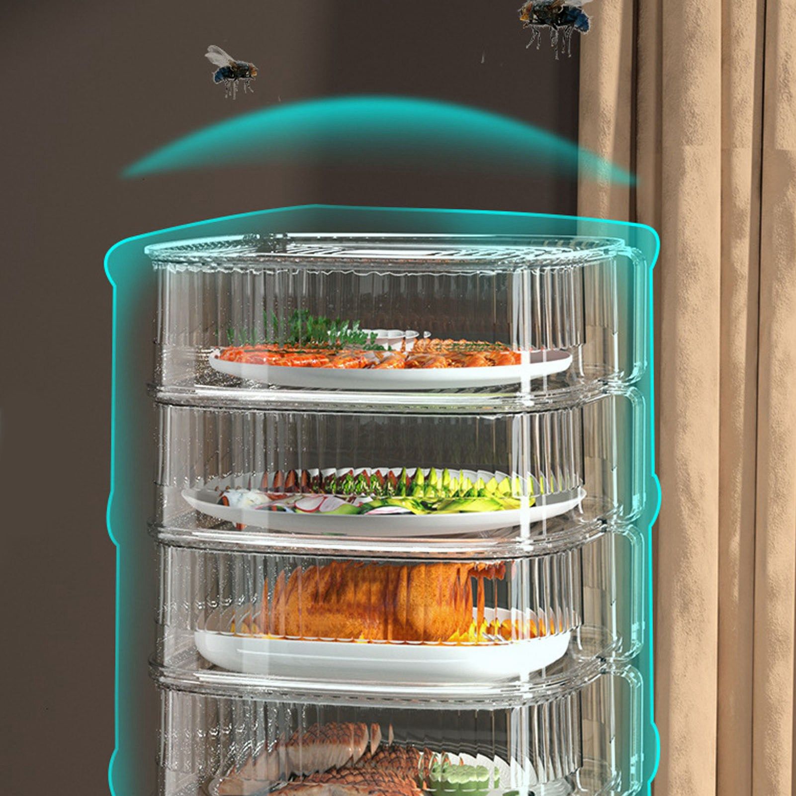 Transparent Dish Dust Cover Dustproof Multi Layer Dish Cover Multifunctional Food Cover 5 Layer V1294-YM0521-3118230076513