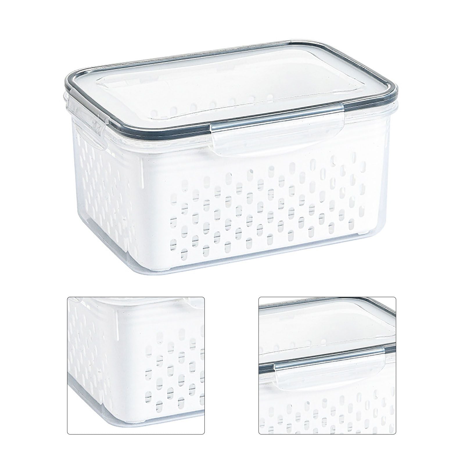 Drain Storage Basket Box Transparent Fruit Vegetable Storage Container for Kitchen Supplies 850ML V1294-YM0521-3118230078911