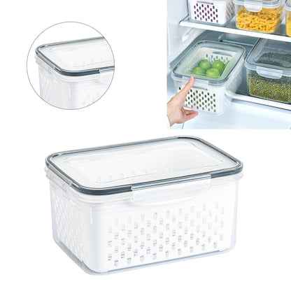Drain Storage Basket Box Transparent Fruit Vegetable Storage Container for Kitchen Supplies 850ML V1294-YM0521-3118230078911