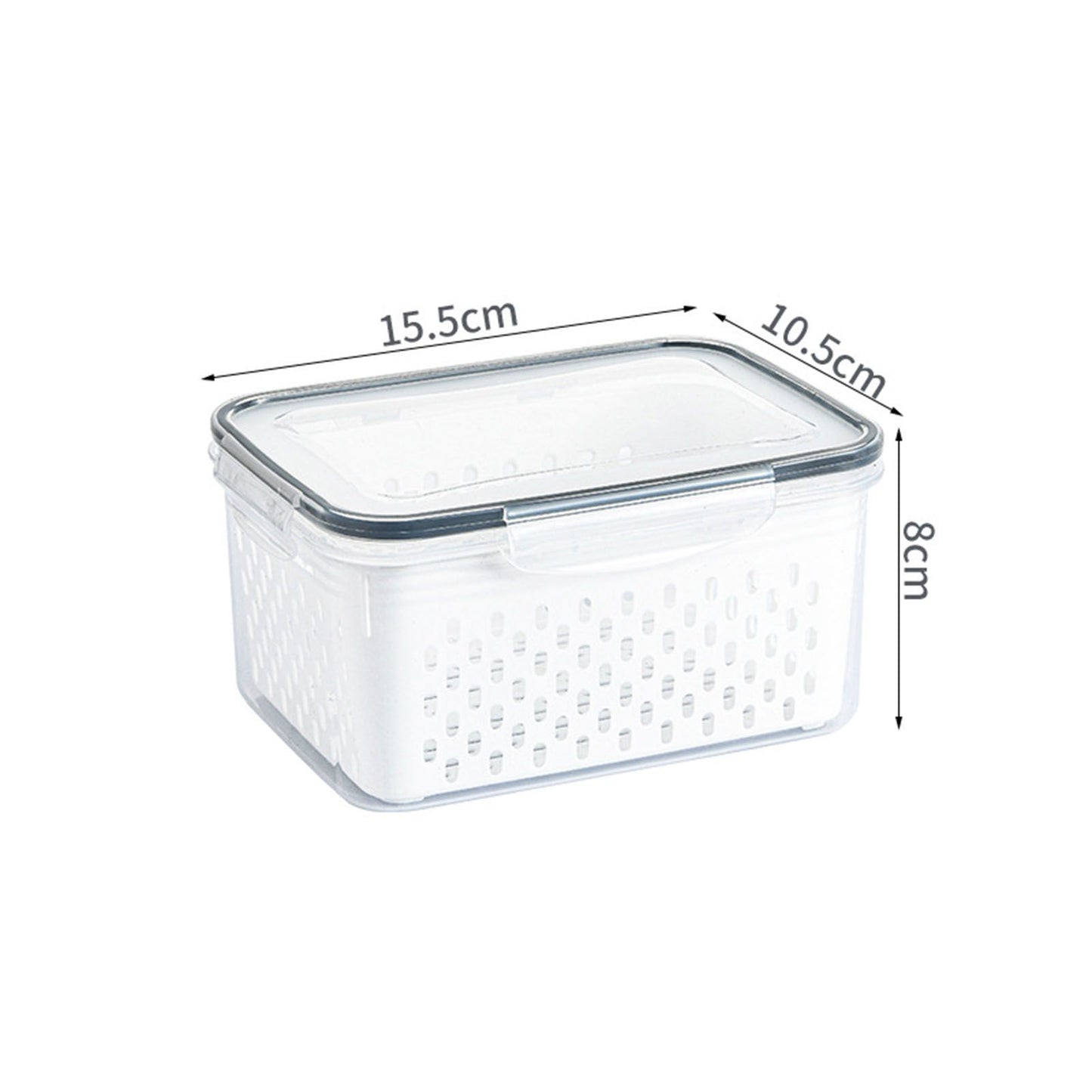 Drain Storage Basket Box Transparent Fruit Vegetable Storage Container for Kitchen Supplies 850ML V1294-YM0521-3118230078911