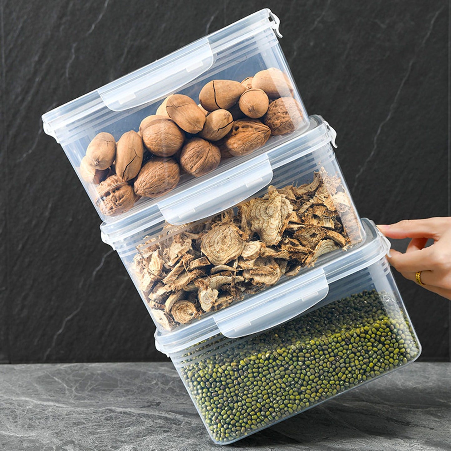 Drain Storage Basket Box Transparent Fruit Vegetable Storage Container for Kitchen Supplies 850ML V1294-YM0521-3118230078911