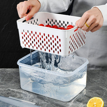 Drain Storage Basket Box Transparent Fruit Vegetable Storage Container for Kitchen Supplies 850ML V1294-YM0521-3118230078911
