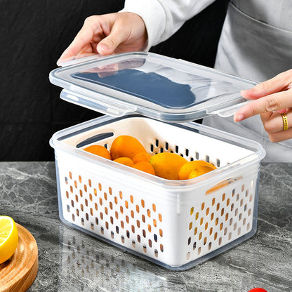 Drain Storage Basket Box Transparent Fruit Vegetable Storage Container for Kitchen Supplies 850ML V1294-YM0521-3118230078911