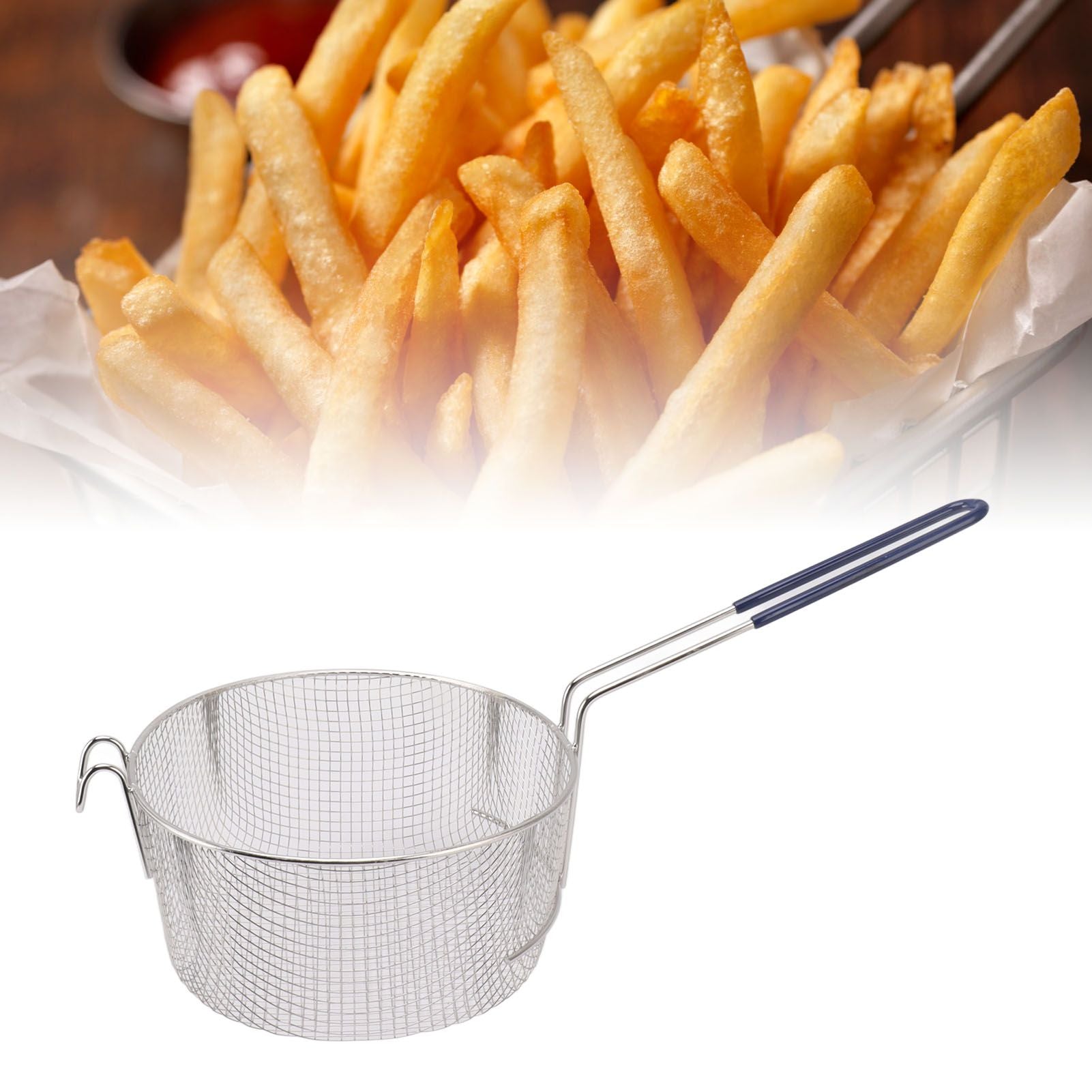 Frying Basket Stainless Steel Long Handle Reusable Rust Resistant Fry Net for Fish Chicken Nuggets Rubber V1294-YM0521-3118230080611