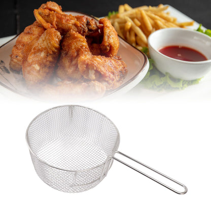 Frying Basket Stainless Steel Long Handle Reusable Rust Resistant Fry Net for Fish Chicken Nuggets Handle V1294-YM0521-3118230080612