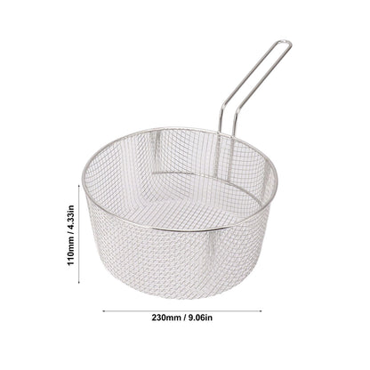 Frying Basket Stainless Steel Long Handle Reusable Rust Resistant Fry Net for Fish Chicken Nuggets Handle V1294-YM0521-3118230080612