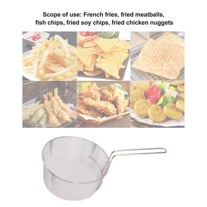 Frying Basket Stainless Steel Long Handle Reusable Rust Resistant Fry Net for Fish Chicken Nuggets Handle V1294-YM0521-3118230080612