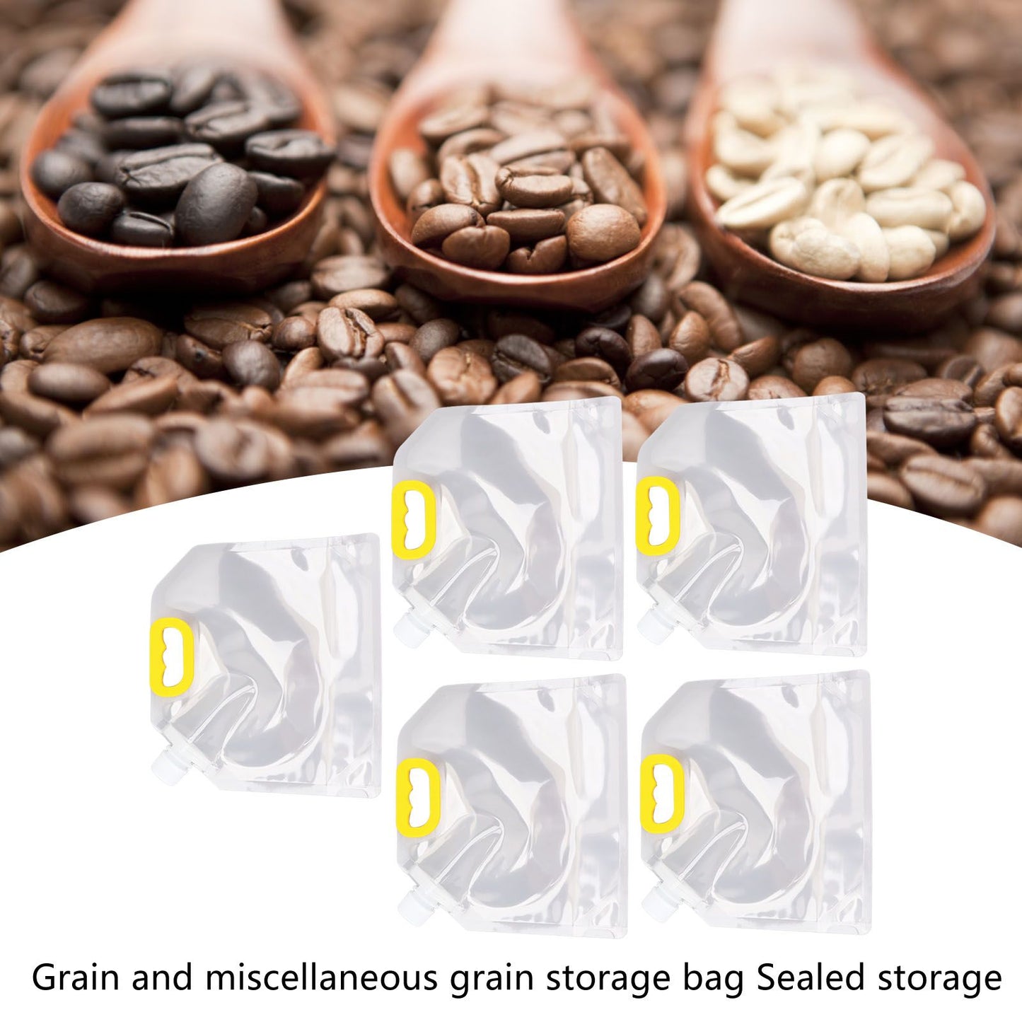 5Pcs Grain Sealed Storage Bag Reusable Transparent Grain Storage Bag for Rice Cereals Flour Nuts 2kg V1294-YM0521-3118230080913
