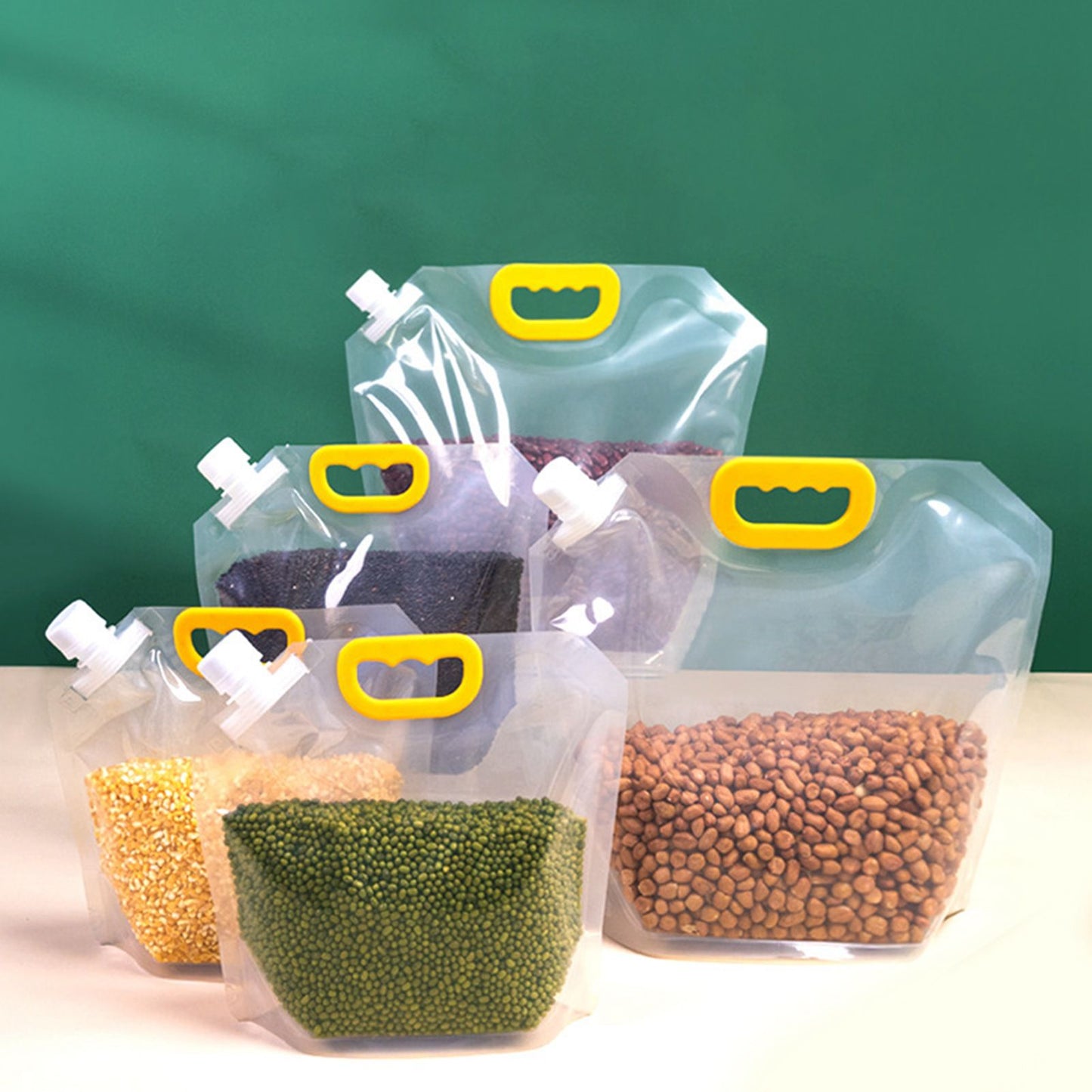 5Pcs Grain Sealed Storage Bag Reusable Transparent Grain Storage Bag for Rice Cereals Flour Nuts 2kg V1294-YM0521-3118230080913