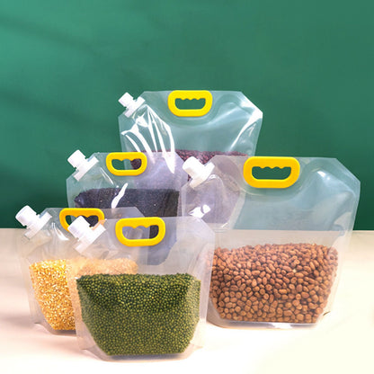 5Pcs Grain Sealed Storage Bag Reusable Transparent Grain Storage Bag for Rice Cereals Flour Nuts 2kg V1294-YM0521-3118230080913
