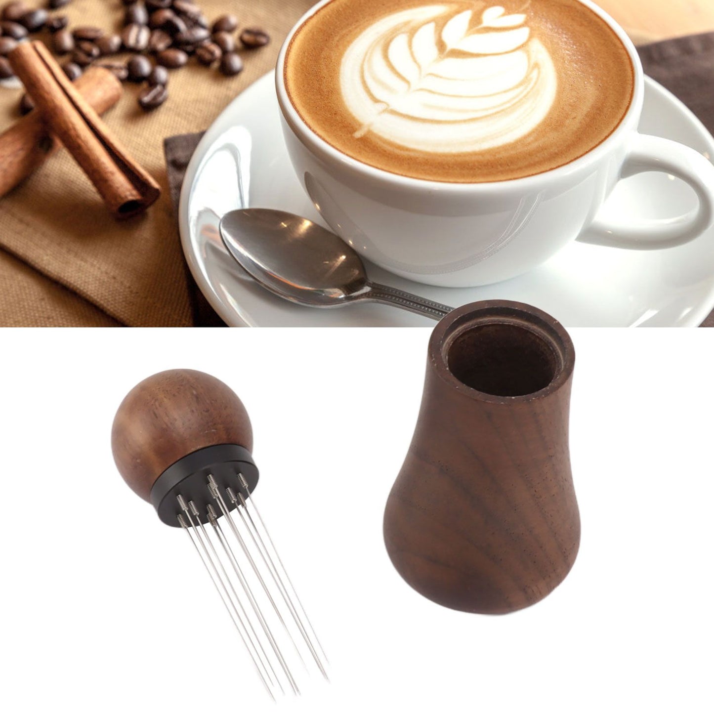 Coffee Stirring Tamper 10 Needles Stainless Steel Coffee Hand Distribution Tool for Home V1294-YM0521-3118230082611