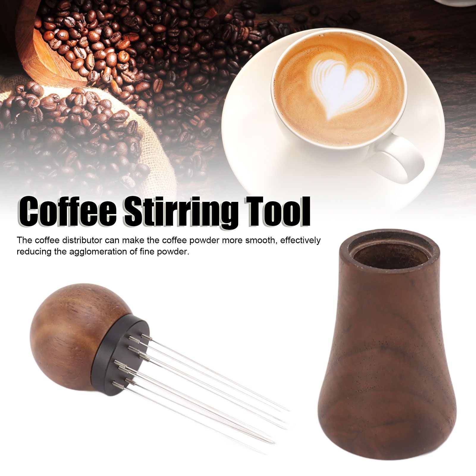 Coffee Stirring Tamper 10 Needles Stainless Steel Coffee Hand Distribution Tool for Home V1294-YM0521-3118230082611