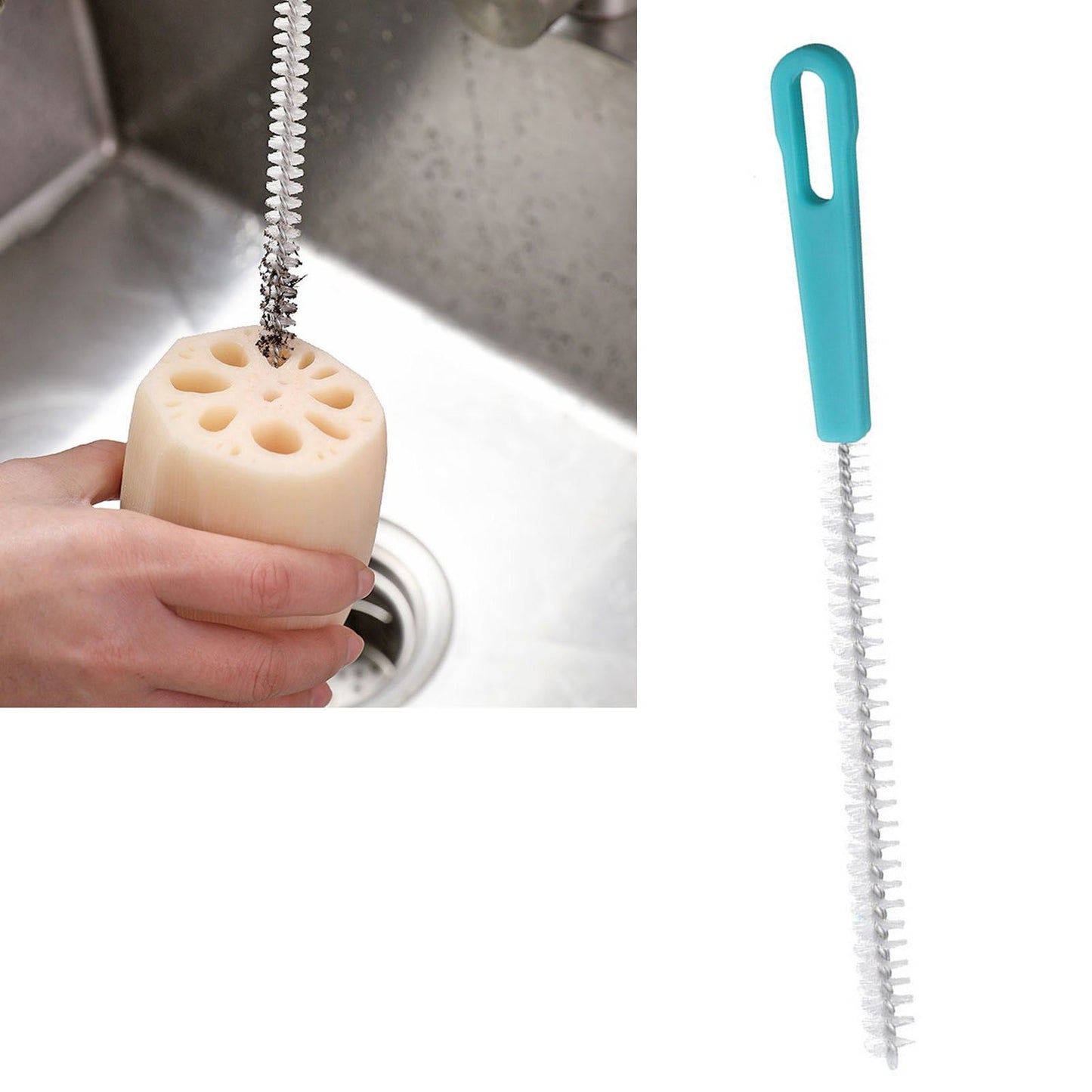 Sewer Drain Brush Nylon Plastic Mini Extra Long Straw Cleaning Brush for Pipe Hole Bottle V1294-YM0521-3118230083811